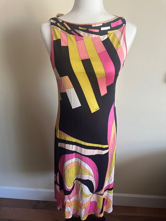 Emilio Pucci Dresses & Skirts - Emilio Pucci Black Multicolor Geometric Midi Dress